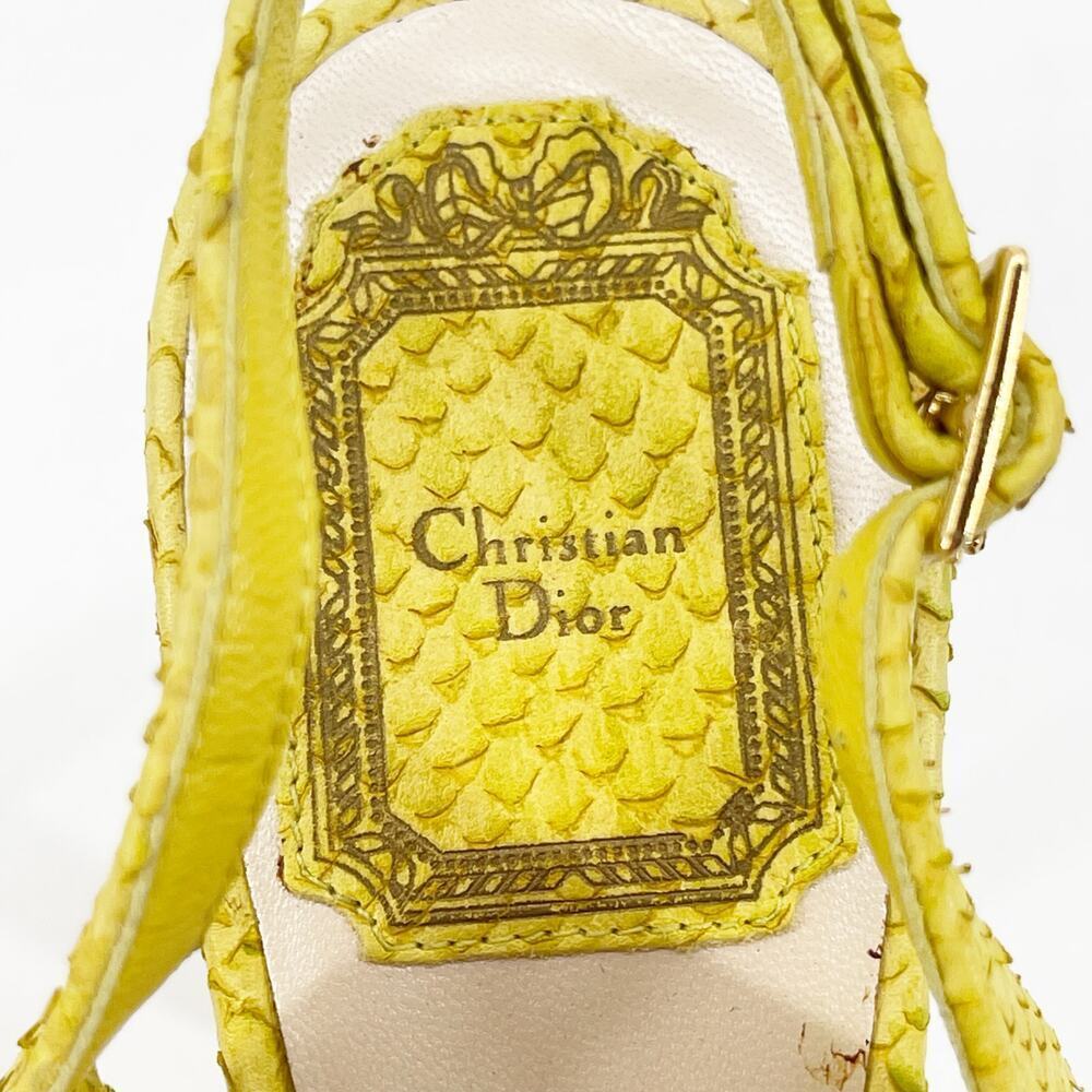 Dior Yellow Python Snakeskin Raffia Embroidered S… - image 8